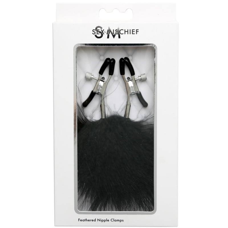 SS S&M Feathered Nipple Clamps Black
