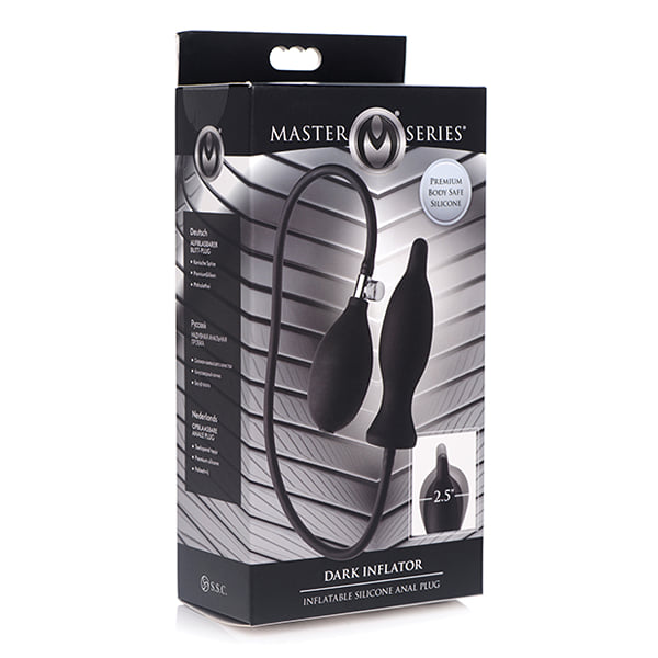 Master Series Dark Inflator Inflatable Silicone Anal Plug - Black