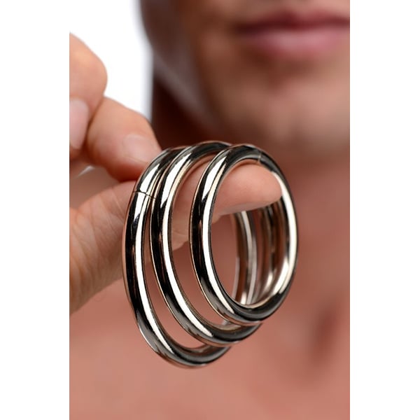 Master series trine steel cock ring set
